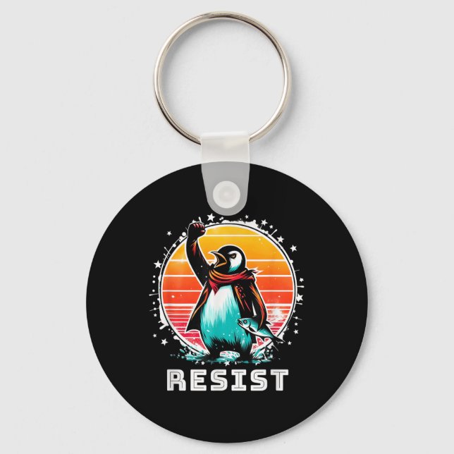 Chaveiro Engraçado Resiste Camisa Aos Pinguins (Frente)