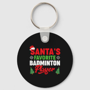 Chaveiro Engraçado Santas Favorito Badminton Player Natal