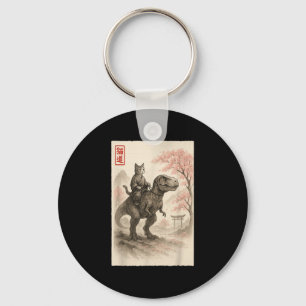 Chaveiro Engraçado Sumi-e Kawaii Cat Andando Dinossauro Jap