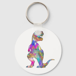 Chaveiro Engraçado T Rex Psychedelic Dinossauro Colorido
