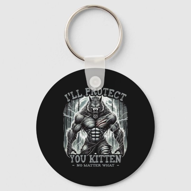 Chaveiro Engraçado Tee Graphic, vou protegê-lo, Kitten Alph (Frente)