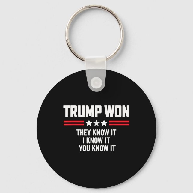 Chaveiro Engraçado Trump Ganhou Eles Sabem Que Eu Sei (Frente)