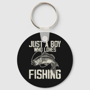 Chaveiro Engraçado um menino que ama pesca vintage pescador