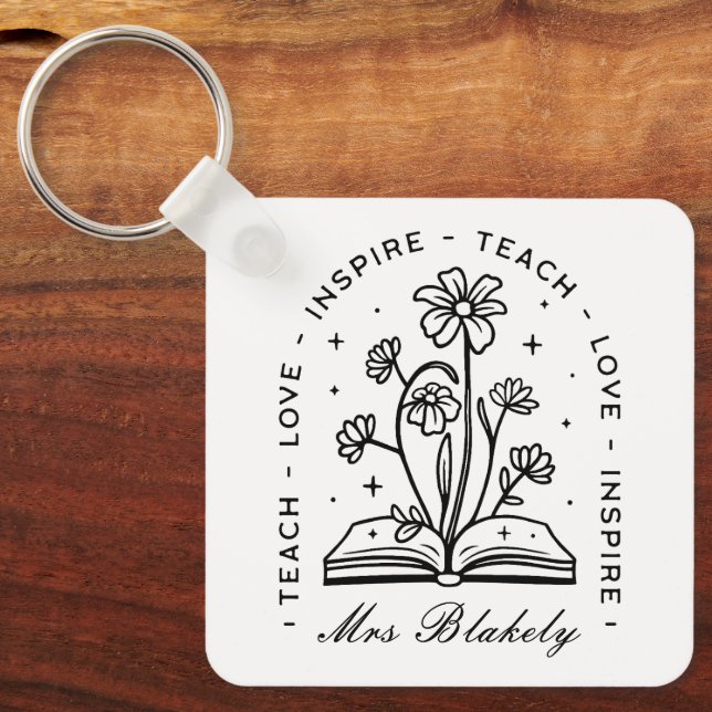 Chaveiro Ensinar amor inspira o nome personalizado do profe (Frente)