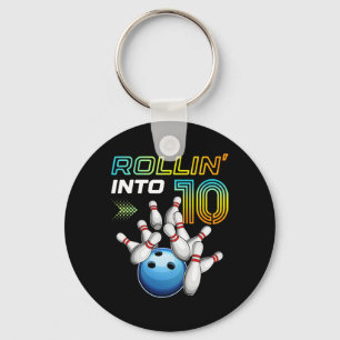 Chaveiro Entrando nos 10 Aniversário Retro de Boliche de 10