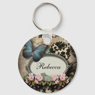 Chaveiro Ephemera floral vitoriano da borboleta