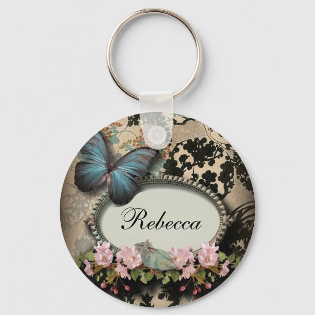 Chaveiro Ephemera floral vitoriano da borboleta (Frente)