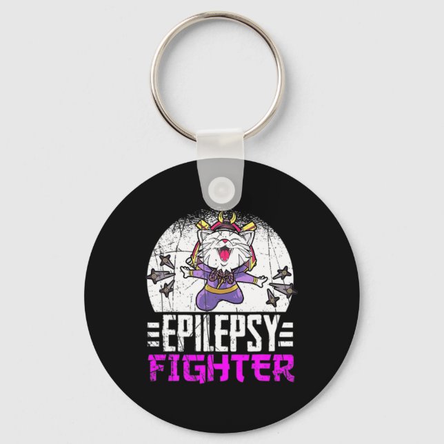 Chaveiro Epilepsia Consciência Mês Ninja Gato Epilepsia Com (Frente)
