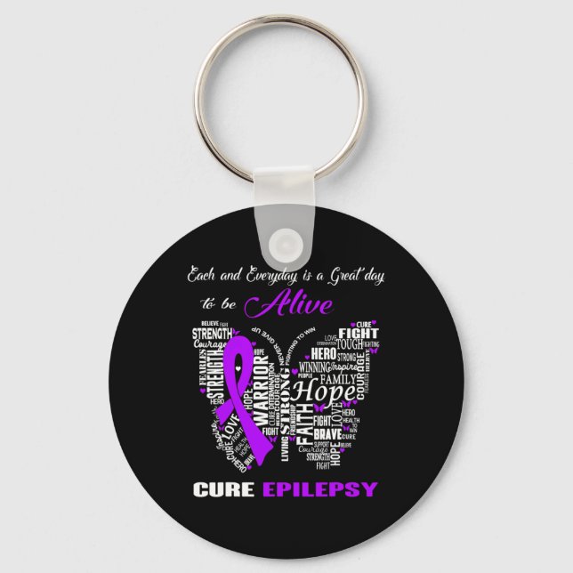 Chaveiro Epilepsia Sensibilização Borboletas Púrpuras (Frente)