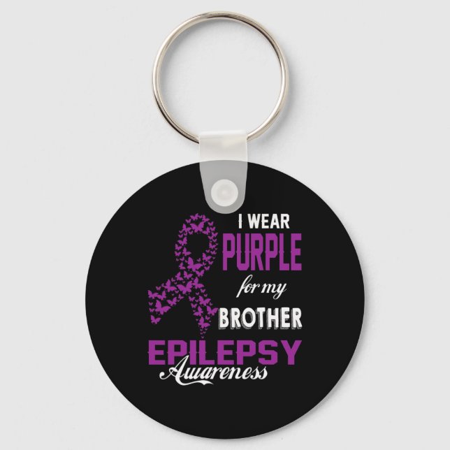 Chaveiro Epilepsy Awareness I Wear Purple For My Brother Fa (Frente)