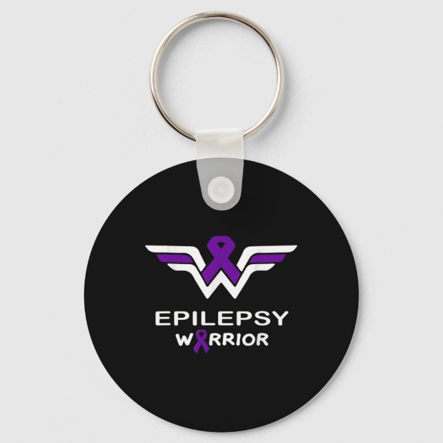 Chaveiro Epilepsy Awareness Warrior Support Survivor Purple (Frente)