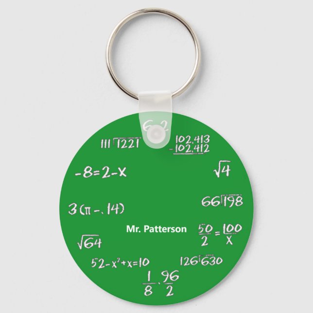 Chaveiro Equações de Matemática Verde Personalizadas (Frente)