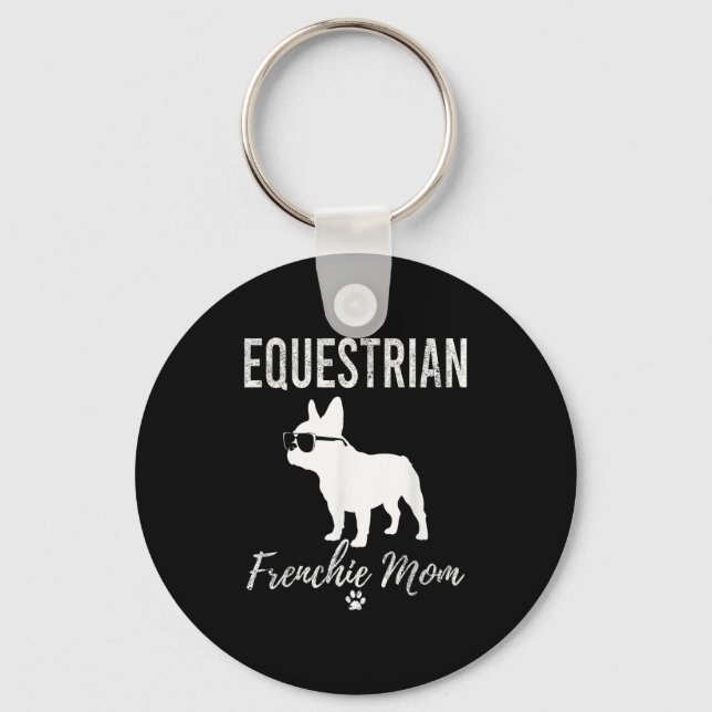 Chaveiro Equestrian Frenchie Mãe Engraçado Horseback Andand (Frente)