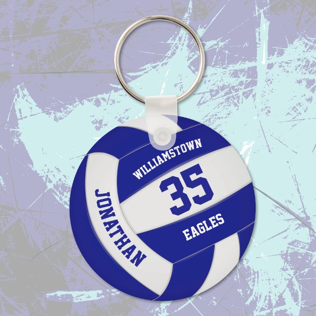 Chaveiro equipe branca azul de voleibol masculino (Criador carregado)