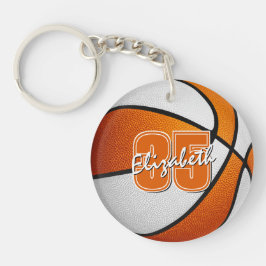 Chaveiro equipe branca laranja de basquetebol