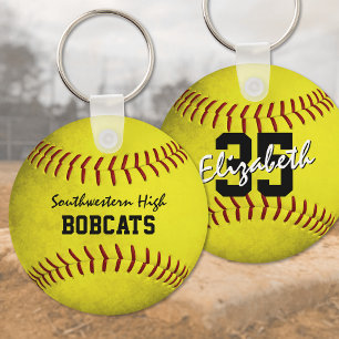 Chaveiro Equipe da escola e nome do jogador softball amarel