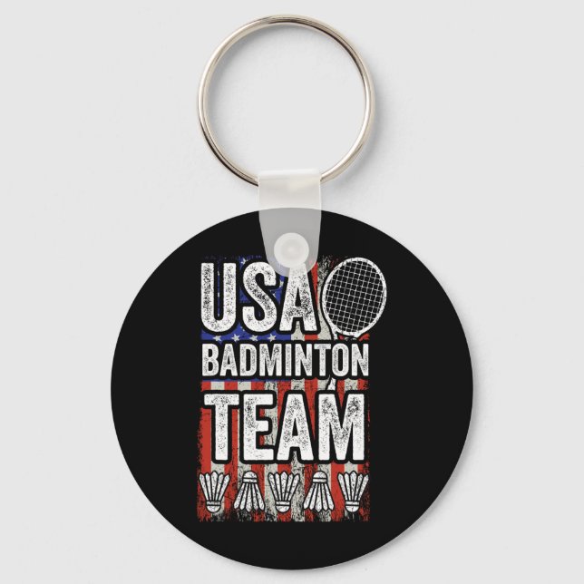 Chaveiro Equipe de Badminton Americano Flag Funny Badminton (Frente)