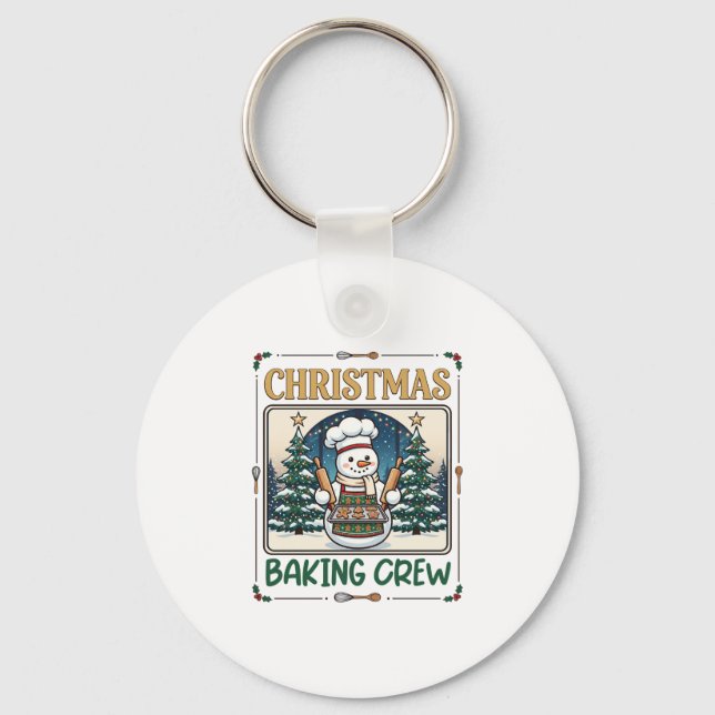 Chaveiro Equipe de Confeitaria de Natal Boneco de Neve Chef (Frente)