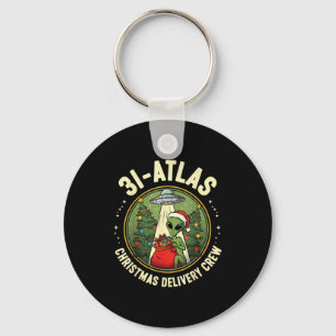 Chaveiro Equipe de Entrega de Natal do 3i_atlas Alien Santa