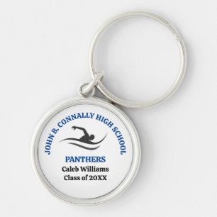 Chaveiro Equipe de Natação Azul Personalizada para Nadador