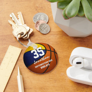 Chaveiro Equipe de ouro azul colorido bola de basquetebol m