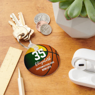 Chaveiro Equipe de ouro verde colorido basquetebol feminino