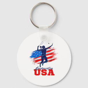 Chaveiro Equipe de Suporte Badminton EUA Bandeira Americana