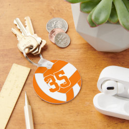 Chaveiro equipe de vôlei laranja colorido número de jersey 