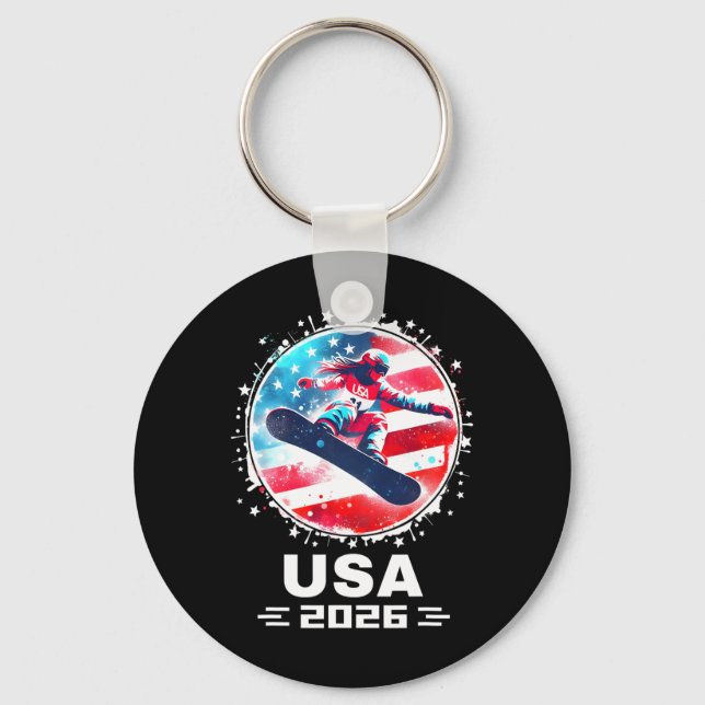 Chaveiro Equipe Dos Eua Snowboard 2026 Mulheres Snowboardin (Frente)