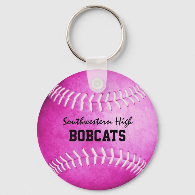 Chaveiro Equipe escolar e jogador: softball rosa (Frente)