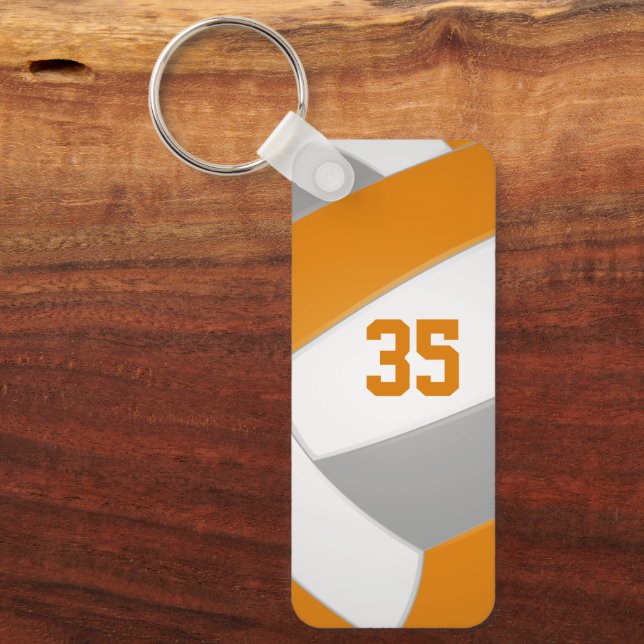 Chaveiro equipe esportiva de voleibol nome cinza laranja (Frente)