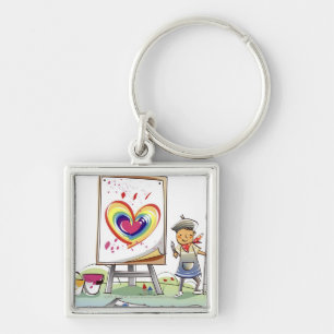 Chaveiro Equipe guardarar um pincel e uma posição por uma