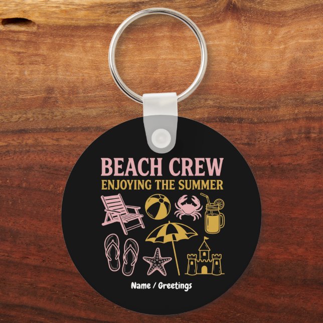 Chaveiro Equipe Retro Beach Férias de Verão Gráfico (Frente)