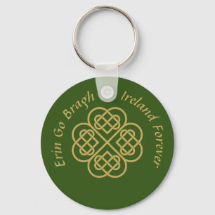 Chaveiro Erin Go Bragh Dourado Celta Shamrock