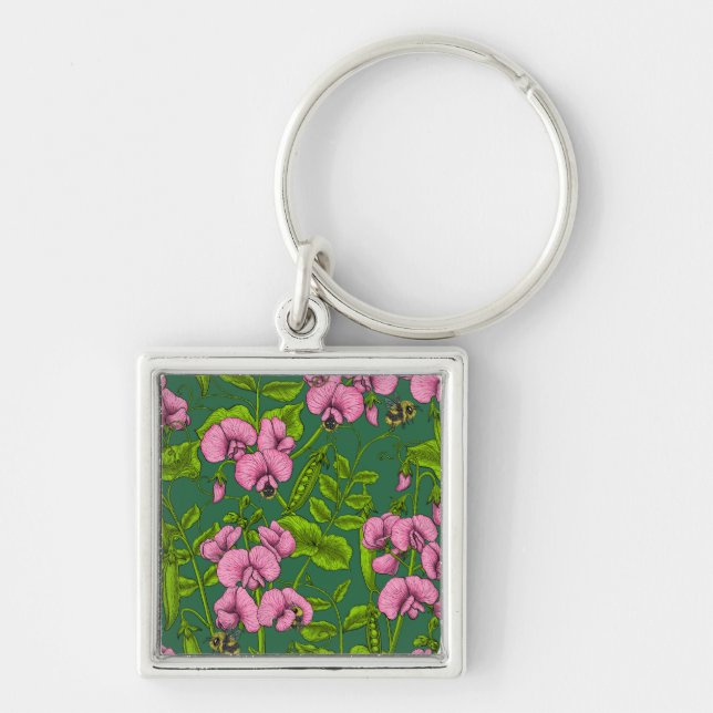 Chaveiro Ervilhas doces e espécimes do gênero Bombus spp.,  (Frente)