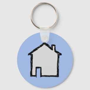 Chaveiro Esboço da casa. Preto e azul