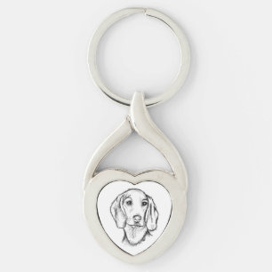 Chaveiro esboço desenhado à mão de cachorro dachshund preto