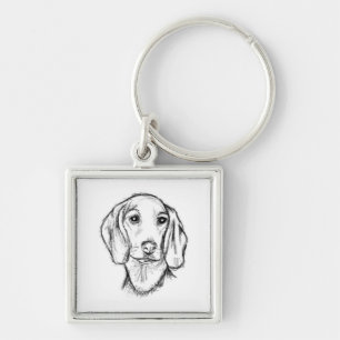 Chaveiro esboço desenhado à mão de dachshund cachorro filho
