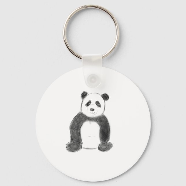 Chaveiro Esboço do panda bonito preto e branco (Frente)
