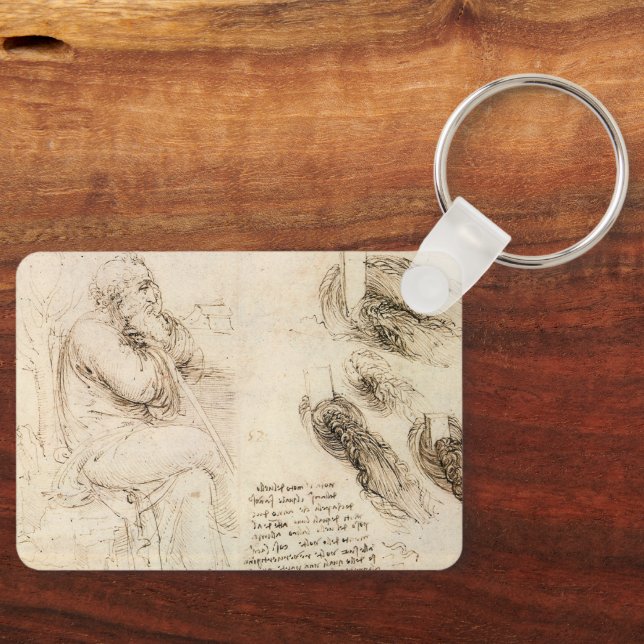 Chaveiro Esboço do Velho e da Água de Leonardo da Vinci (Frente)