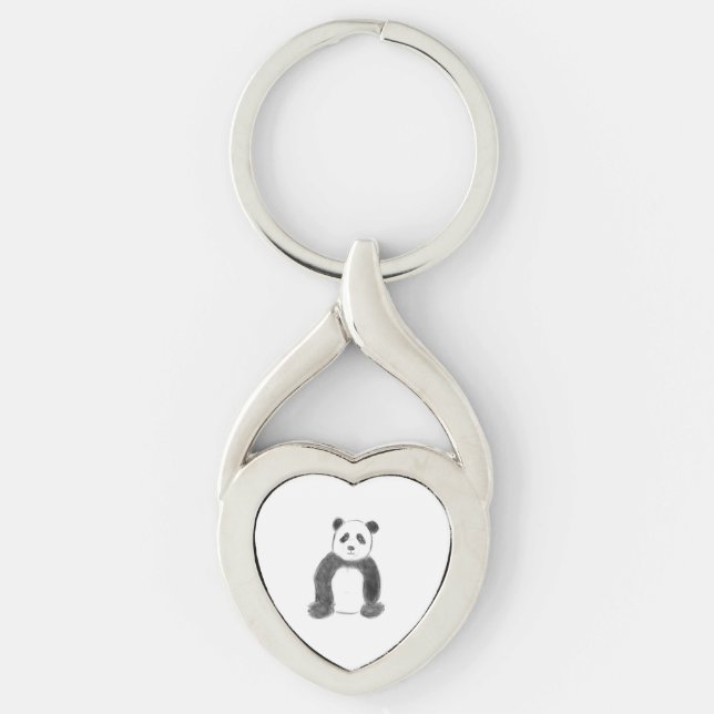 Chaveiro Esboço preto e branco do panda (Frente)