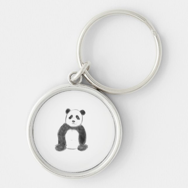 Chaveiro Esboço preto e branco do panda (Frente)