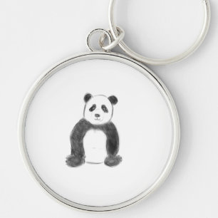 Chaveiro Esboço preto e branco do panda