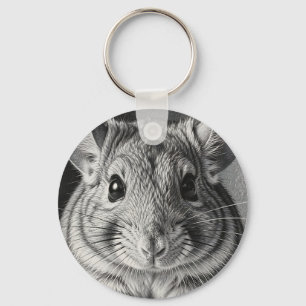Chaveiro Esboço Realista de Retrato de Chinchila