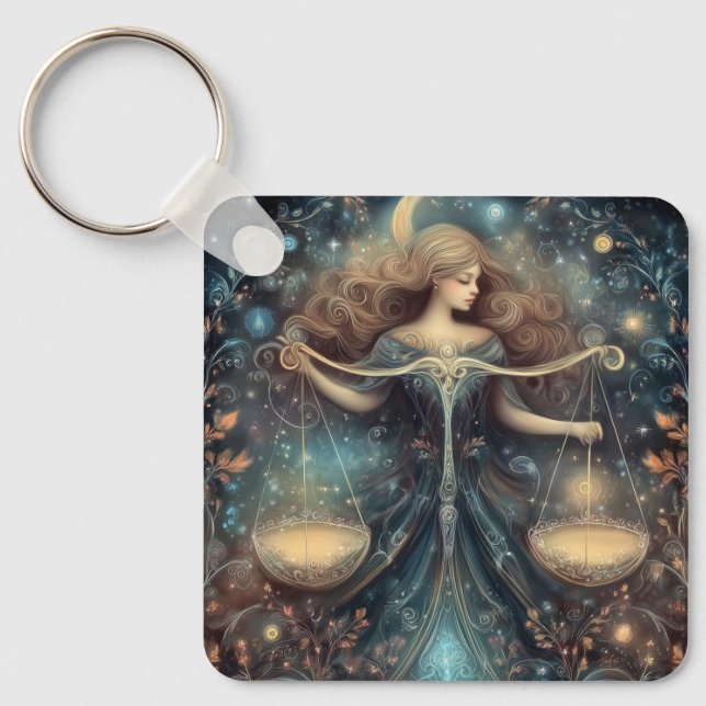 Chaveiro Escala de Libra Zodíaco Astrologia Celestial Anive (Frente)