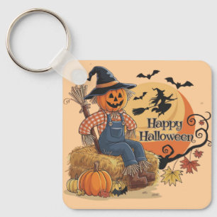 Chaveiro Escarneiro Pumpkin Halloween Rustic Vibs Art
