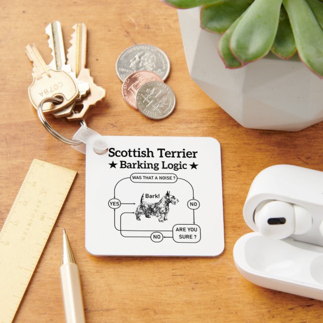 Chaveiro Escocês Terrier Barking Logic Funny Dog Sarcastic (Mesa)