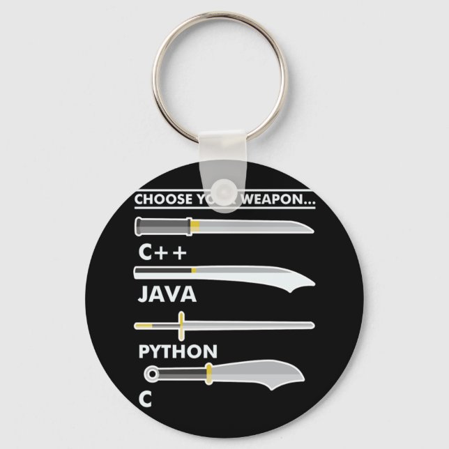 Chaveiro Escolha sua Arma C Java Python Programmer Coding (Frente)