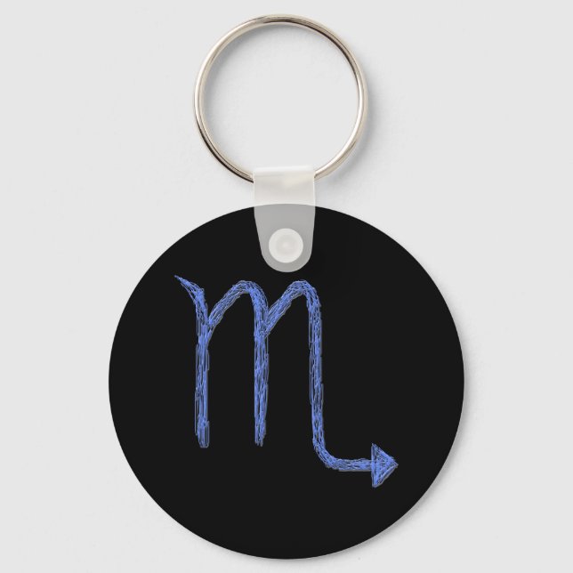 Chaveiro Escorpião. Sinal de Astrologia Zodíaca. Azul. (Frente)
