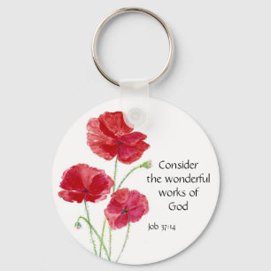 Chaveiro Escritura, inspirada, citações, flor, papoila